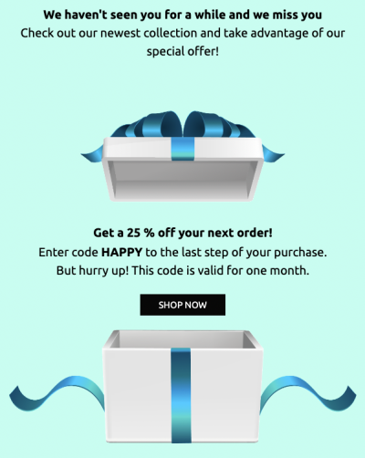 Campaign for the anniversary of the 1st purchase.