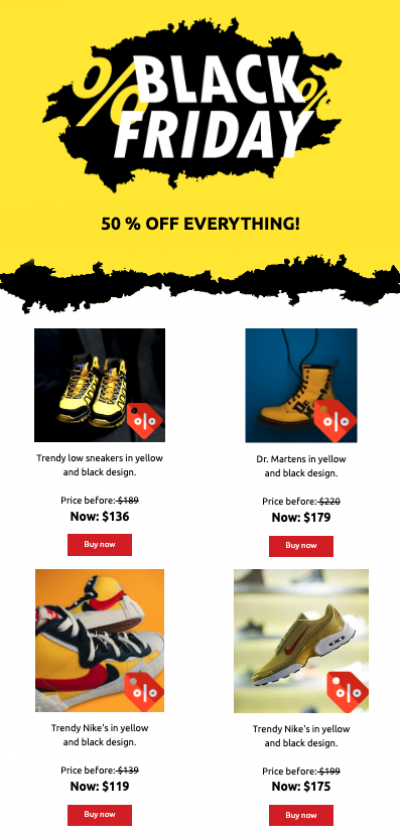 Black Friday campaign with limited offers.