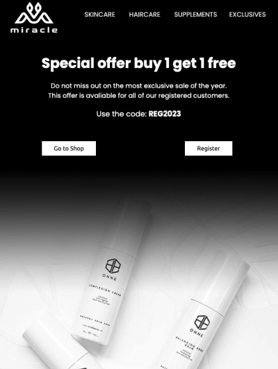 An example of an offer for loyal customers.