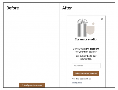 An example of a slider form that offers a discount in exchange for an email.