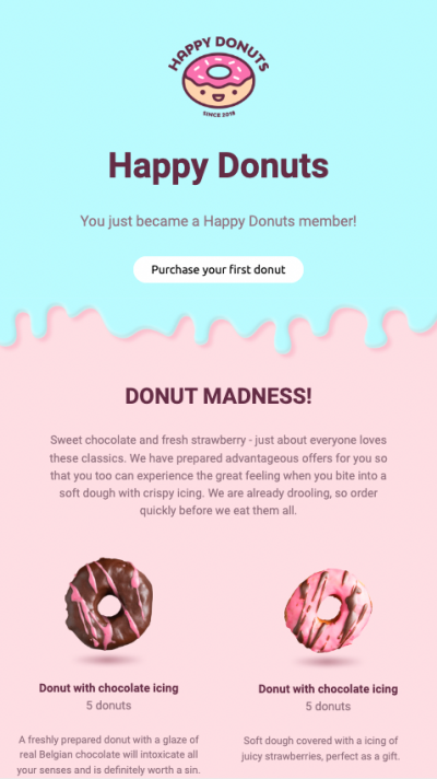 Example of a welcome email.